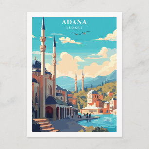 Adana, Türkei Reise Retro Illustration Postkarte