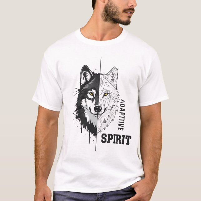 Adaptive Spirit Wolf Modern Art T-Shirt (Vorderseite)