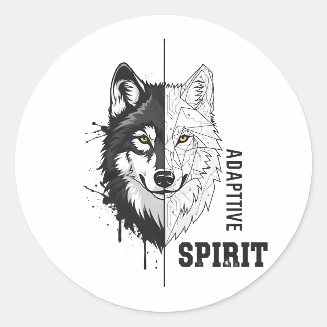 Adaptiver Spirit Wolf Rundsticker Runder Aufkleber (Vorderseite)