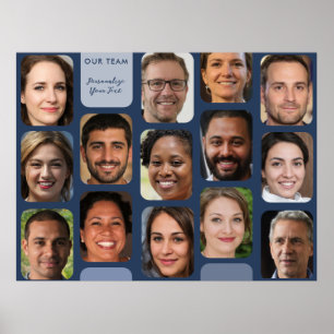    Add 14 Photos Elegant Navy Blue Modern Our Team Poster