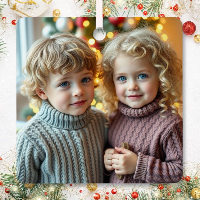 Add a Family Photo to this Personalized Christmas Ornament Aus Metall (Von Creator hochgeladen)