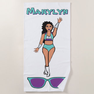 Add A Name  Beach Towel Aqua Purple Strandtuch