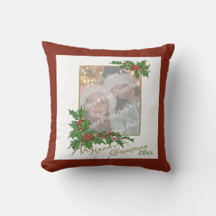 Add-A-Photo Vintage Frohe Weihnachten Grußkarte Kissen