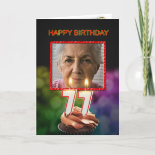 Add a picture, 77th Birthday card with Candles Karte