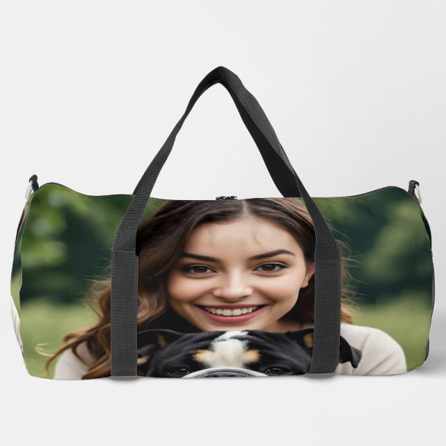 Add Bulldog Photo Personalize Customize Duffle Bag (Vorderseite)
