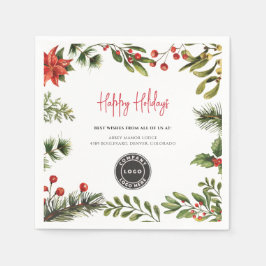 Add Business Logo Mistletoe Weihnachtsfeiertage Serviette