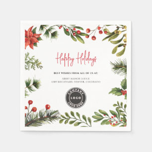 Add Business Logo Mistletoe Weihnachtsfeiertage Serviette