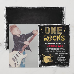 ADD FOTO Rockstar Drumset 1. Geburtstagseinladung Einladung