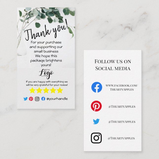 ADD IHR LOGO danke, dass Sie bestellen Einfügen eu Visitenkarte (Vorne/Hinten)