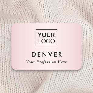 Add logo first name and title pink satin gradient namensschild