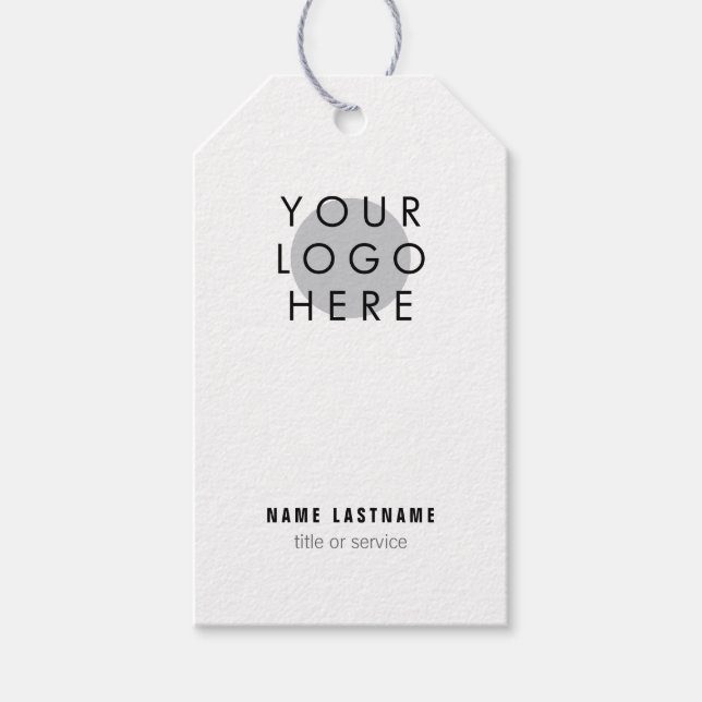 Add Logo Minimalist Black White Business Card Geschenkanhänger (Vorderseite)