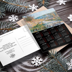 Add Logo Monet Art Painting Calendar 2026 Business Feiertagspostkarte