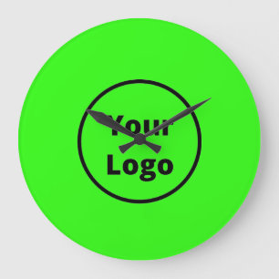 Add logo neon green große wanduhr