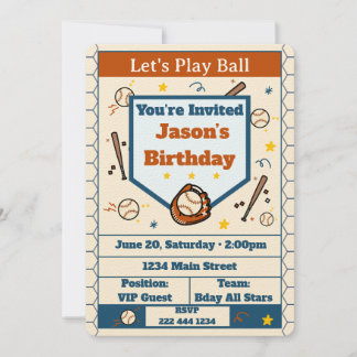 Add Name - Baseball Birthday Invitation for Boys
