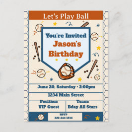 Add Name - Baseball Birthday Invitation for Boys Einladungspostkarte