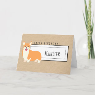 Add Name Cute   Corgi Birthday Card Feiertagskarte