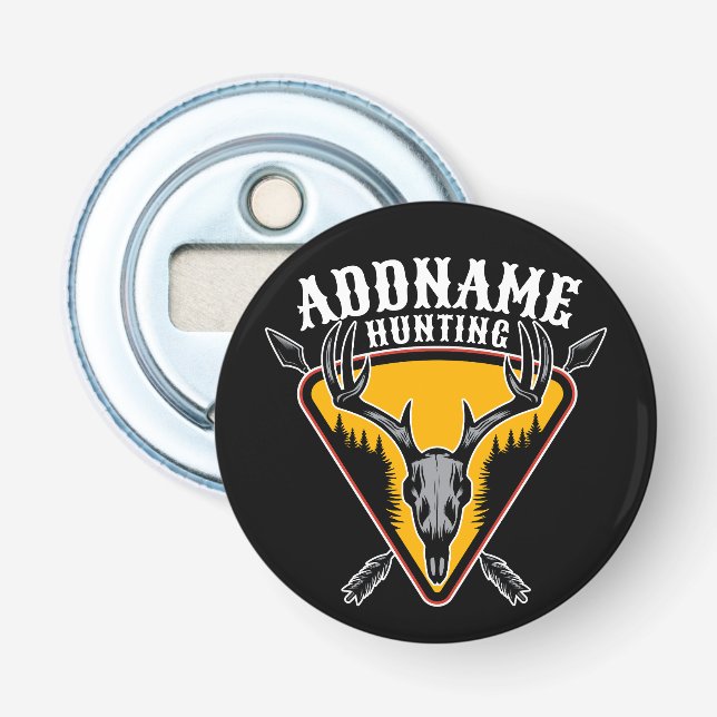 ADD NAME Junter Elk Skull Big Antlers Hirsche Jagd Flaschenöffner (Vorderseite)