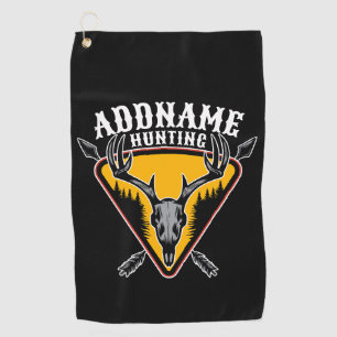 ADD NAME Junter Elk Skull Big Antlers Hirsche Jagd Golfhandtuch