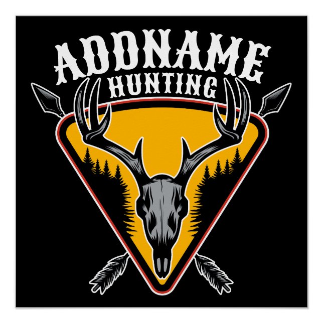 ADD NAME Junter Elk Skull Big Antlers Hirsche Jagd Poster (Vorderseite)