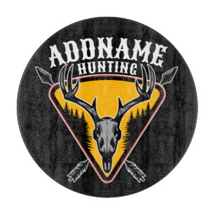 ADD NAME Junter Elk Skull Big Antlers Hirsche Jagd Schneidebrett