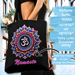Add Name, Pink Mandala with OM symbol on a Black