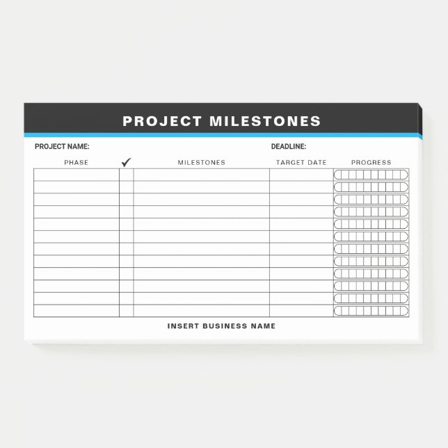 Add Name Project Milestones Tracker Sticky Notes Post-it Klebezettel (Vorderseite)
