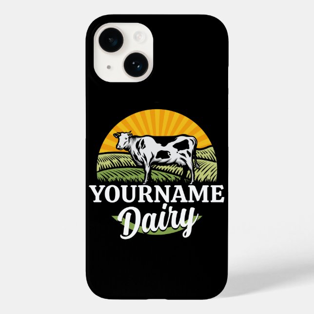 ADD NAME Sunset Dairy Farm Grazing Holstein Kuh Case-Mate iPhone Hülle (Rückseite)