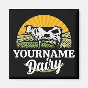 ADD NAME Sunset Dairy Farm Grazing Holstein Kuh Magnet