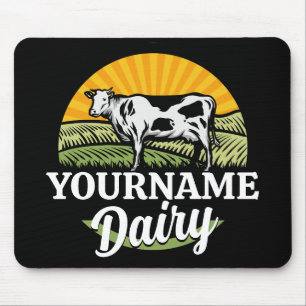 ADD NAME Sunset Dairy Farm Grazing Holstein Kuh Mousepad