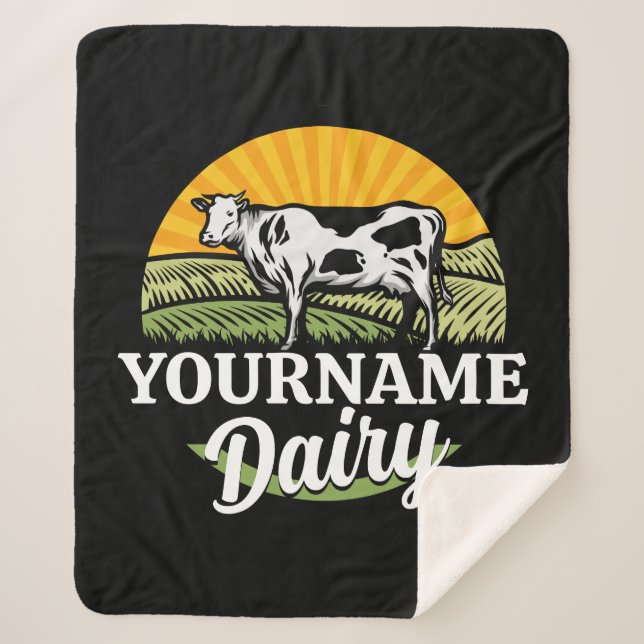 ADD NAME Sunset Dairy Farm Grazing Holstein Kuh Sherpadecke (Vorderseite)
