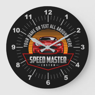 Add Name Text Red Custom SPEED MASTER   Große Wanduhr