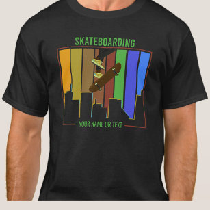 Add Name Text Skateboarding on Urban City Scene    T-Shirt