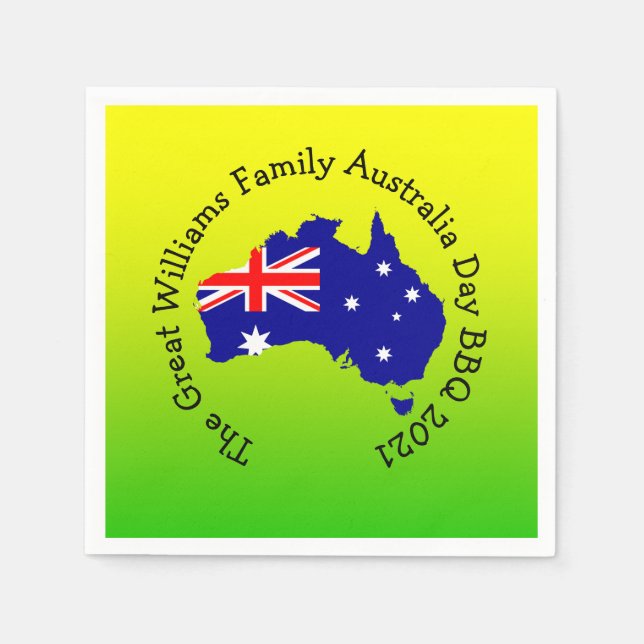 Add Name Year Australia Day GRILLEN Cocktail Serviette (Vorderseite)