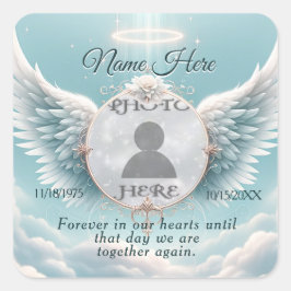 Add Photo Custom Memorial Quadratischer Aufkleber