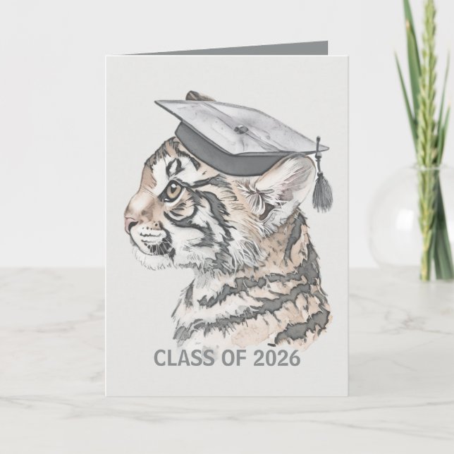 Add Photo Tiger Graduation QR Code Invitation  Einladung (Vorderseite)