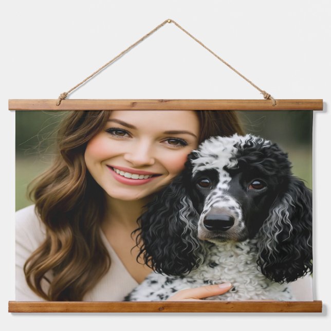 Add Poddle Photo Personalize Customize Wandteppich Mit Holzrahmen (Vorne)