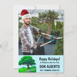 Add Santa's Hat to Photo Oak Tree Logo Business Feiertagskarte