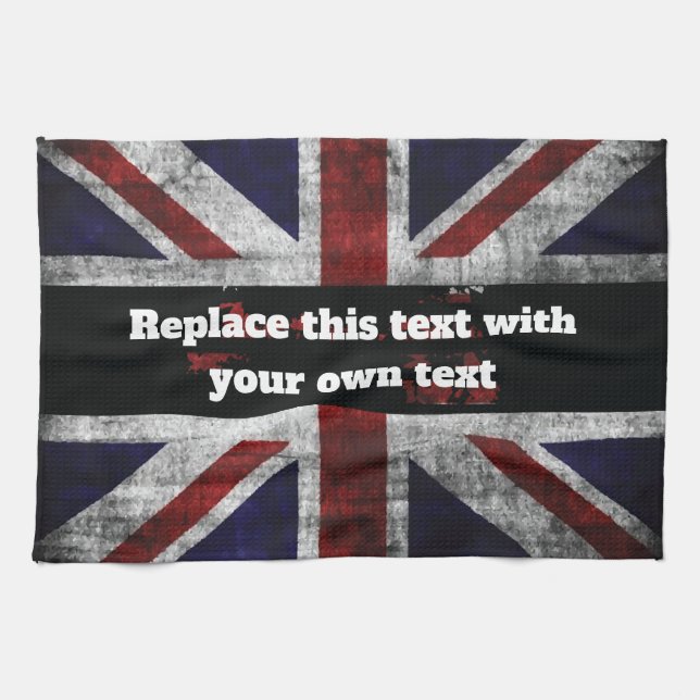 Add text on English flag Throw Pillow Geschirrtuch (Horizontal)