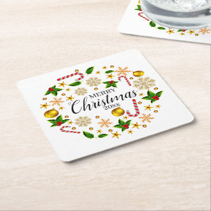 Add Year Frory Christmas 20xx Weihnachtsthema Rechteckiger Pappuntersetzer