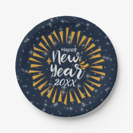 Add Year Happy New Year Burst mit Stars 20xx 7" Pappteller
