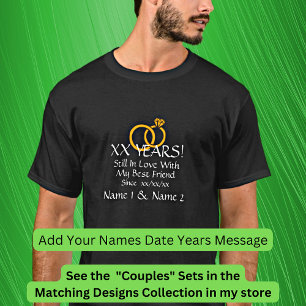 Add Years, Date, Names, Wedding Anniversary Couple T-Shirt