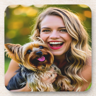 Add Yorkshire Terrier Photo Personalize Getränkeuntersetzer
