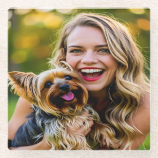 Add Yorkshire Terrier Photo Personalize Glasuntersetzer