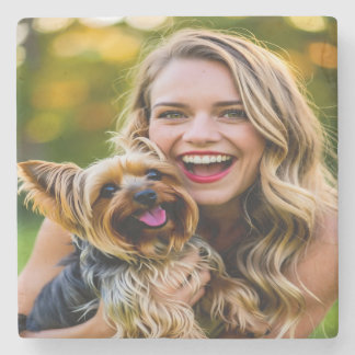 Add Yorkshire Terrier Photo Personalize Steinuntersetzer