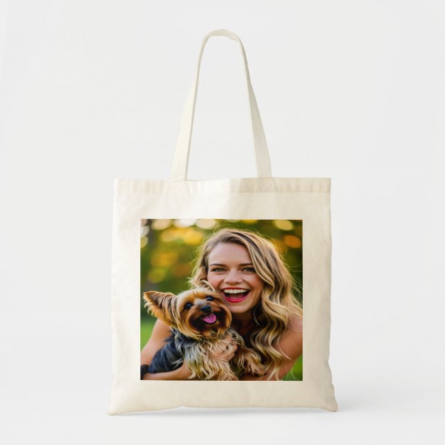 Add Yorkshire Terrier Photo Personalize Tragetasche (Vorne)