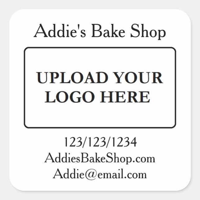 Add Your Business Logo  Quadratischer Aufkleber (Vorderseite)
