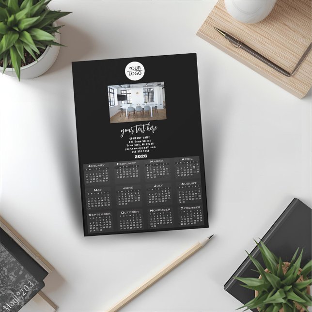 Add your Logo 2026 Calendar Company Foto Magnetkarte (Von Creator hochgeladen)