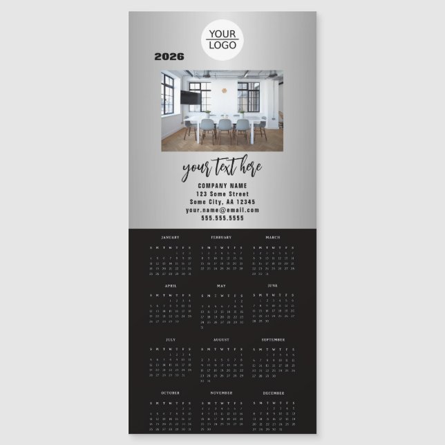 Add your Logo 2026 Calendar Company Photo Magnetkarte (Vorderseite)