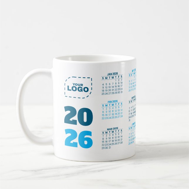 Add Your Logo Business 2026 Calendar Mug Kaffeetasse (Links)