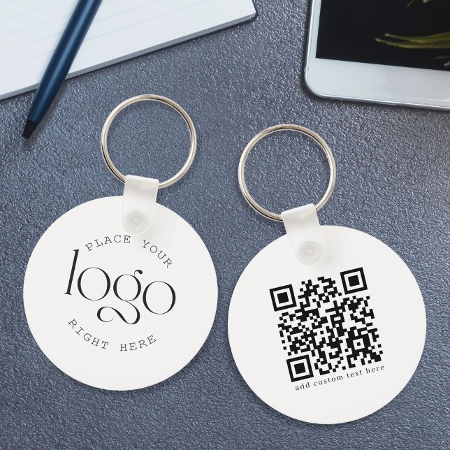 Add Your Logo Custom Business Promotional White Schlüsselanhänger (add your own logo qr code personalized keychain)